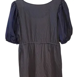 Anthropologie Deletta Elegant Blue puff sleeve belted tassle Top silk cotton thumbnail 13