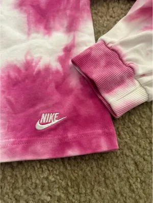 Ab28 girl top large youth tie die pink long sleeve thumbnail 3