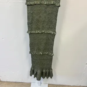MABLE Smocked Tiered Ruffle Midi Dress Olive Green MD2291I‎ Small Summer Party thumbnail 4