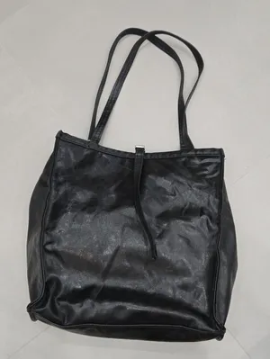 Zara Classic Black Faux-leather Tote Bag With Dual Shoulder Straps Big Capacity thumbnail 1