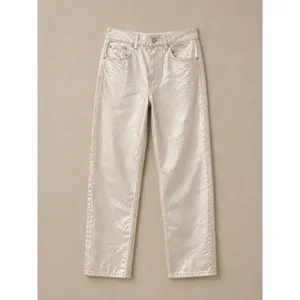 Zara Women Jeans Size 2 Silver The Boy Boy Fit Metallic Straight Leg Denim thumbnail 2