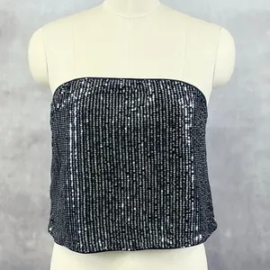 Sparkly Sequin Tube Top Women‎ Large Stretch Rave Party Glam Festival Disco Y2K thumbnail 8