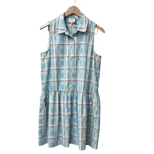 Tuckernuck Westport Trellis Sleeveless Hayes Shirt Dress Mini Blue Large L thumbnail 5