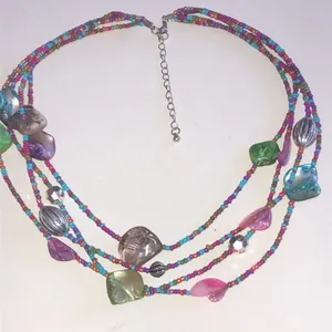 Multicolor Shell Beaded Boho Necklace Pink thumbnail 5