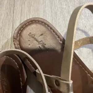 Brown and Gold Strappy Sandals with Adjustable Ankle Strap Size 9.5 thumbnail 2