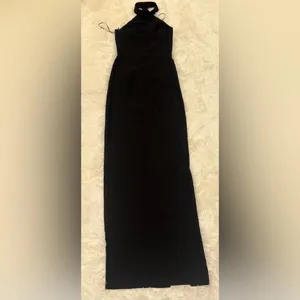 NEW Amanda Uprichard Queen Halter Maxi Gown in Black Revolve Sz S thumbnail 8
