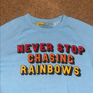 Aviator Nation Never Stop Chasing Rainbows Crew Neck‎ Sweatshirt Pullover Blue S thumbnail 4