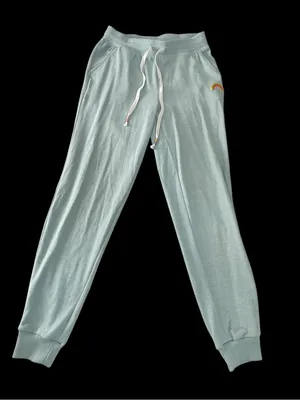 PJ Salvage Light Blue Knit Jogger Pants with Rainbow Accent thumbnail 1