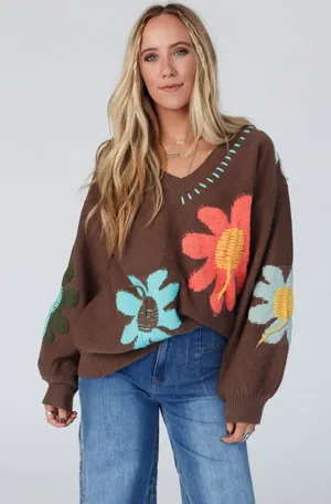 POL Good Mood Flower Print Sweater thumbnail 1