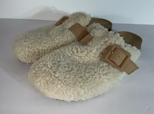 J. Crew Sherpa Buckle Clog Slippers in Tan/Cream, Women’s Size 8 thumbnail 1