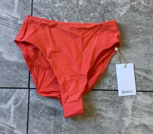 Quince Women Coral Orange High Waisted Bikini Bottom Swim XS ATG001 NWT thumbnail 1