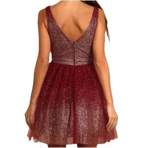 Lulus Ballerina Dream Burgundy‎ and Gold Sleeveless Skater Dress LARGE NWT thumbnail 2