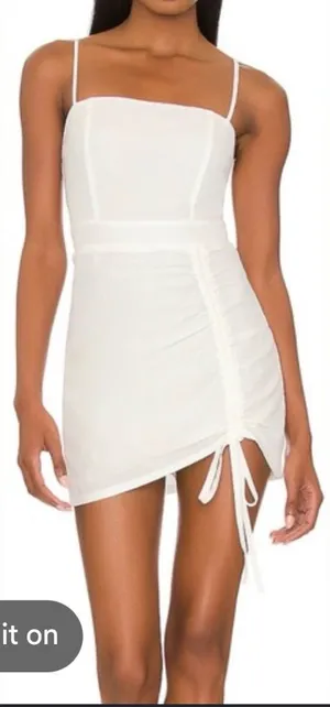 Superdown Fabiana White Ruched Mini Dress thumbnail 1