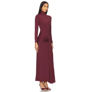 Bardot Alix Maxi Long Sleeve Turtleneck Draped Sash Ruched tie front dress US 6 thumbnail 2
