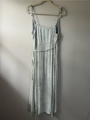 Abercrombie & Fitch Light Green Floral Wrap Midi Dress Flutter Strap Size XL thumbnail 9