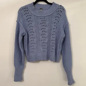Free People Bell Song Pullover Sweater in Vintage Light Blue Small S‎ thumbnail 2