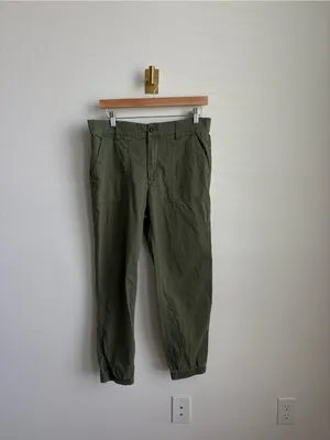 Gap Mid Rise Utility Twill Jogger Pants Olive Green Medium thumbnail 3