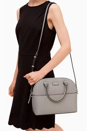 Kate Spade Grove Street Carli Gray Dome Leather Satchel with Crossbody Strap thumbnail 1