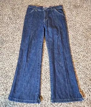 Old Navy Blue Jeans Womens 4 Dark Wash Carpenter Wide Leg High Rise Side‎ Slit thumbnail 1