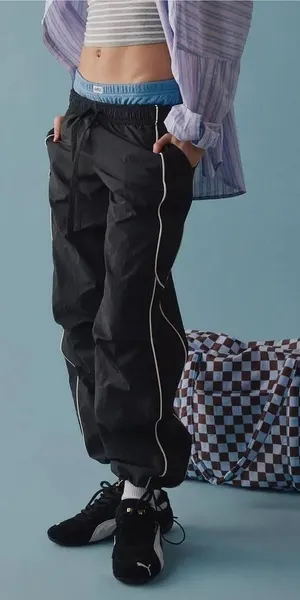 BDG Urban Outfitters Jess Straight Leg Nylon Track Pants Black XS thumbnail 1