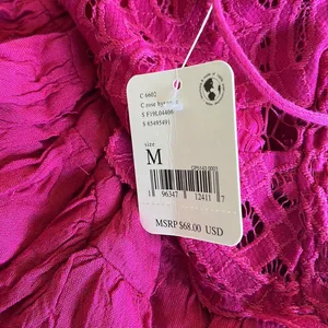 NWT FREE PEOPLE Adella Lace Woven Camisole Top M In Rose Hypnotic Babydoll thumbnail 5