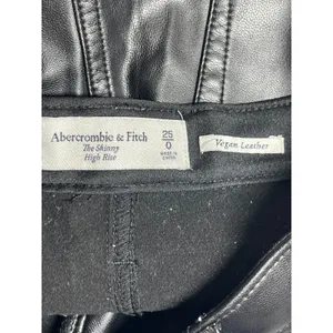 Abercrombie & Fitch Black Faux Vegan Leather High Rise Skinny Trousers Pants 25 thumbnail 3