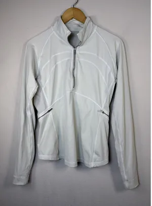 lululemon 1/2 zip front of pack 10 womens off-white athleisure pullover jacket thumbnail 1