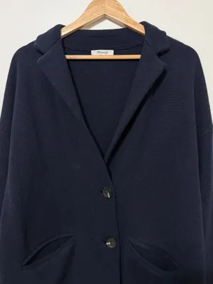 Madewell Navy Blazer Sweater Cardigan Jacket Size Small Oversized Merino Wool thumbnail 4