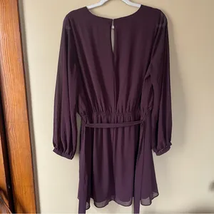 Elegant Deep Purple Sheer Long-Sleeve Dress thumbnail 6