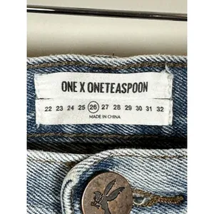 One Teaspoon Awesome Baggies Women 26 Light Wash Distressed Relaxed Jeans thumbnail 4