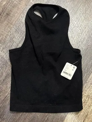 free people xs/s NWT black crop top with cut‎ out detail thumbnail 1