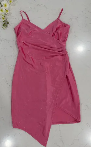 Honey and Rosie Pink Sparkle Wrap-Front Mini Dress thumbnail 1
