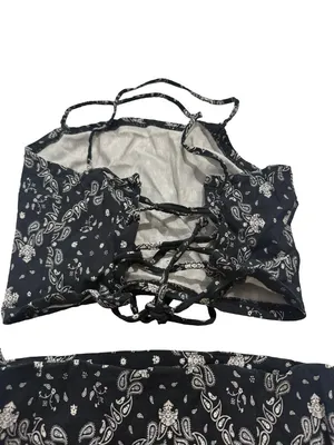 Garage Black White Paisley Outfit Bandana Crop Skirt Set Lace Small Women's thumbnail 3
