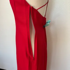 Vintage Solid Red Sleeveless Full Length Strappy Rhinestone Formal Dress thumbnail 8