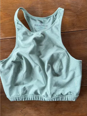soulcycle Light Mint Green Racerback Bra and Leggings Workout Set thumbnail 2