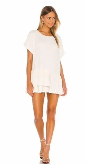 FP BEACH by Free People Marni Asymmetrical Ruffle Tunic Mini Dress Cream Size S thumbnail 1
