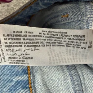 Abercrombie & Fitch The 90s Relaxed Denim Jeans 31 SHORT Blue Raw Hem High Rise thumbnail 11