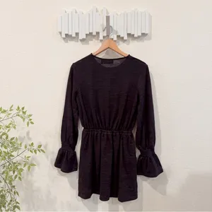Black Soft Knit Bell Sleeve Mini Dress Flute | The Fifth Label thumbnail 9