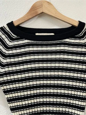 For Love and Lemons Knitz Cropped Striped Sweater Size Small thumbnail 4