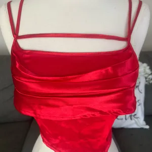 Red Satin Asymmetrical Cami Top Size XS thumbnail 2