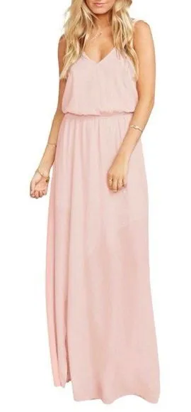 BCBGMaxazria Marlynn Sleeveless Sequin Trim Chiffon Maxi Dress Dusty Pink XXS thumbnail 1