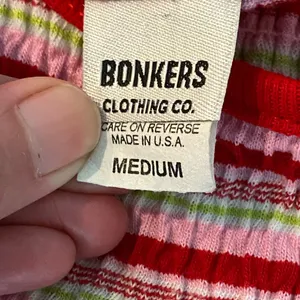 Bonkers Y2k vintage rainbow striped smocked red multicolor crop tank top small thumbnail 7