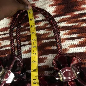 Vampy Whimsygoth Cyber Punk It Girl Baddie Burgundy Red Black Vintage Y2K Leather Shoulder Hand Bag Purse Braided Strap Comes with wallet Great condition Measurement in pics thumbnail 6