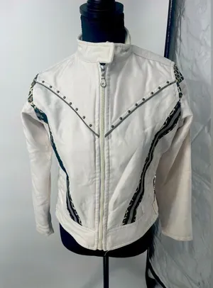 Biker USA design jacket size‎ small white with jaguar print thumbnail 1