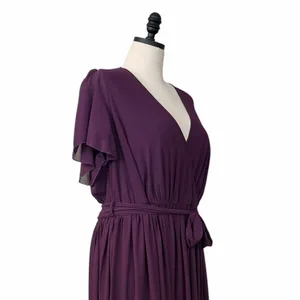 Baltic Born Maxi Dress 3XL Wrap V Neck Flutter Sleeve Belted Plum Purple Gown thumbnail 8