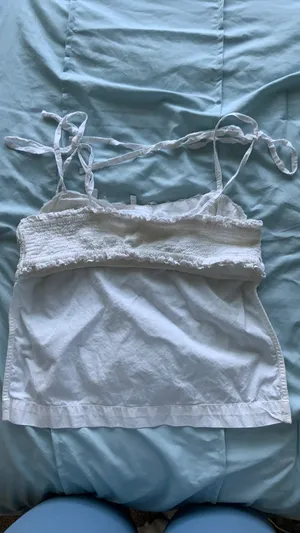 Backless White Tie Tank Top thumbnail 2