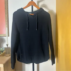 Lauren Ralph Lauren 100% Cotton Waffle Knit Hoodie Pullover Sweater Black Size L thumbnail 2