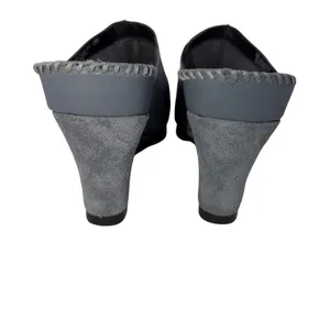 Aerosoles Birthstone Blue-Gray Leather Suede Wedge Slide Sandals Women Size 9 M thumbnail 5
