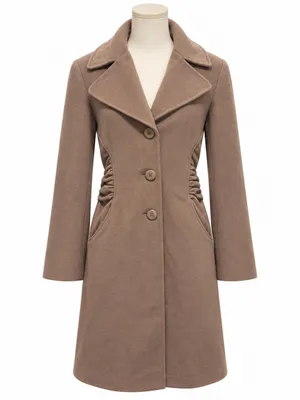 Tahari Wool Blend Tailored Coat Size 8 Mink Taupe Ruched Pocket thumbnail 1