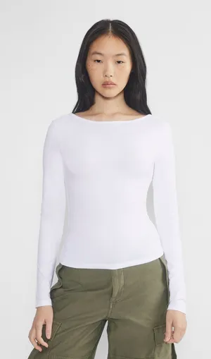 Aritzia TNA Chill Times Longsleeve Top size Large - White thumbnail 1